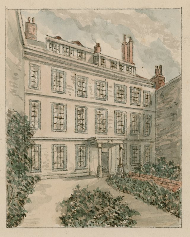 10 Nevills Court, Fetter Lane, Holborn, de um esboço em 1890 (wc no papel) de English School