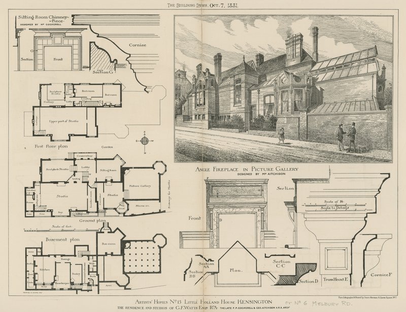15 Little Holland House, Kensington, a residência e estúdios de GF Watts, RA de English School