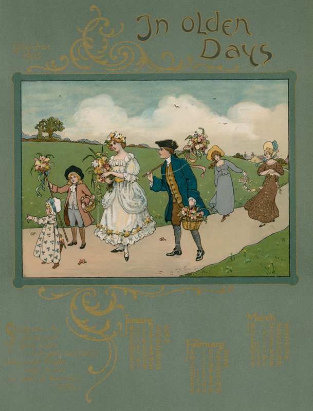 Calendário de 1905 com verso por Alfred Austin de English School
