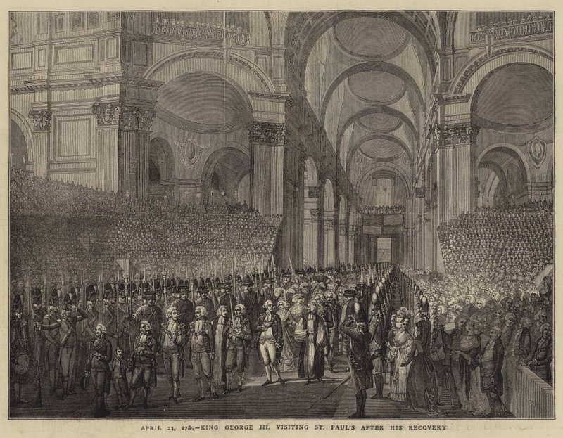 23 de Abril de 1789, visita do Rei Jorge III a São Paulo após a sua recuperação (gravura) de English School