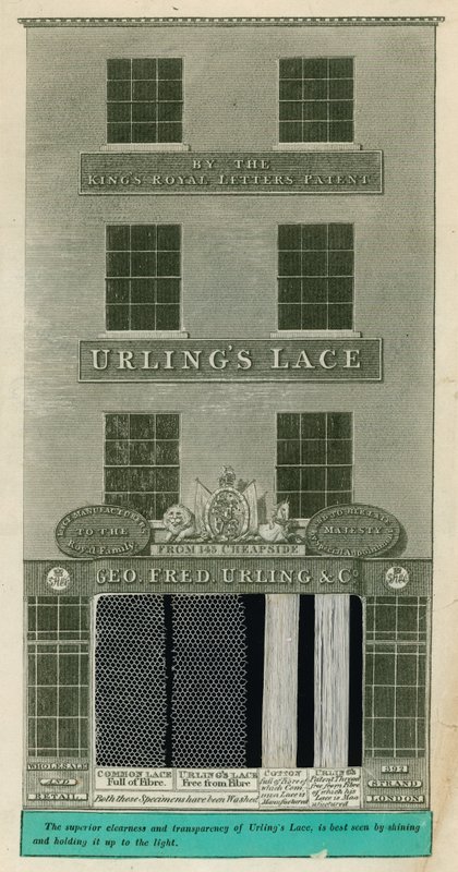392 Strand, Londres; Geo. Fred. Urling & Co, fabricantes de rendas de English School