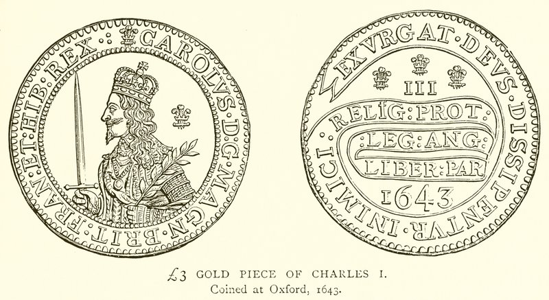 £ 3 pedaço de ouro de Charles I de English School