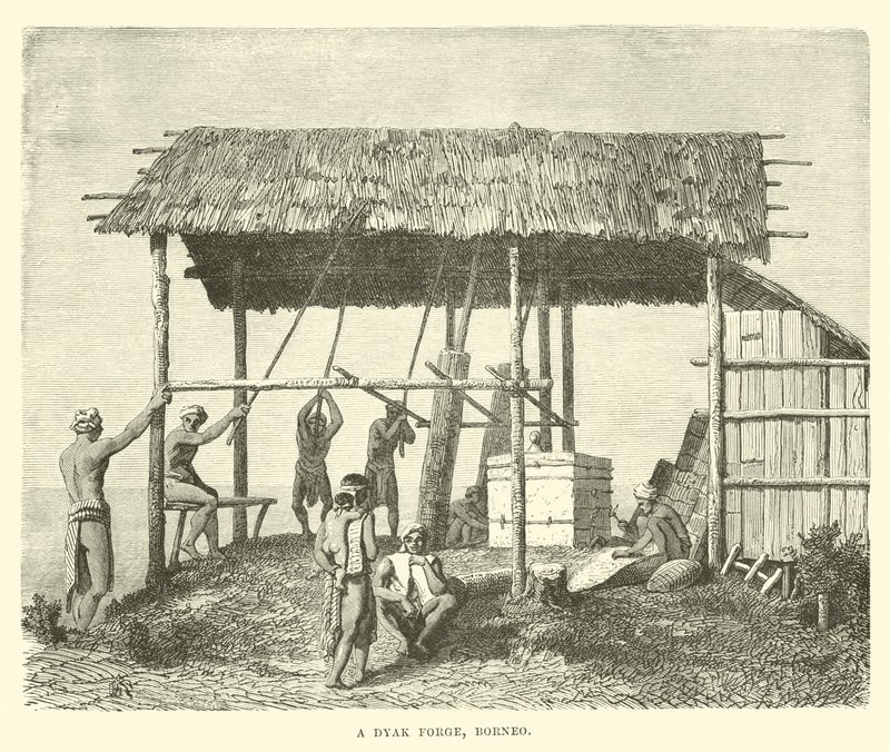 Uma forja de Dyak, Bornéu de English School