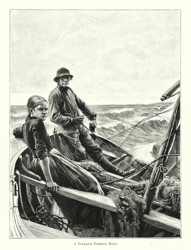 Um Barco de Pesca da Finlândia (gravura) de English School