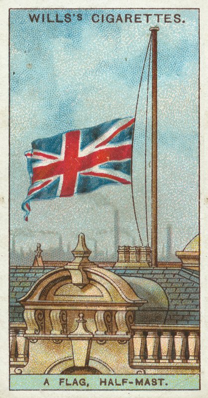 Uma bandeira, meio mastro de English School