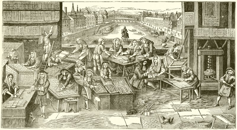 Uma fábrica francesa de baralhos no tempo de Louis XIV de English School