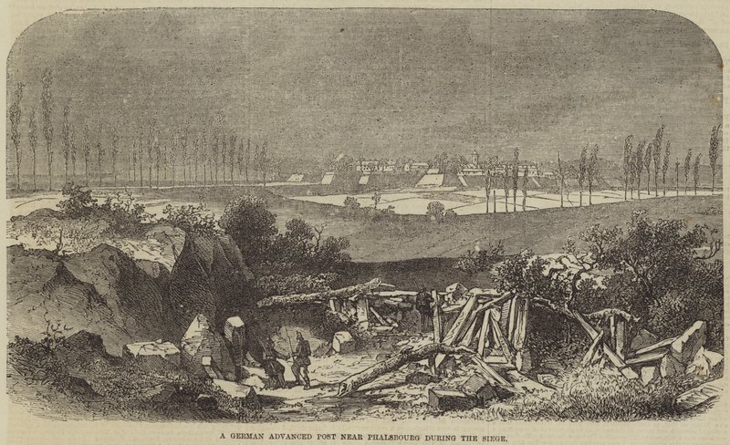 Um posto avançado alemão perto de Phalsbourg durante o cerco (gravura) de English School