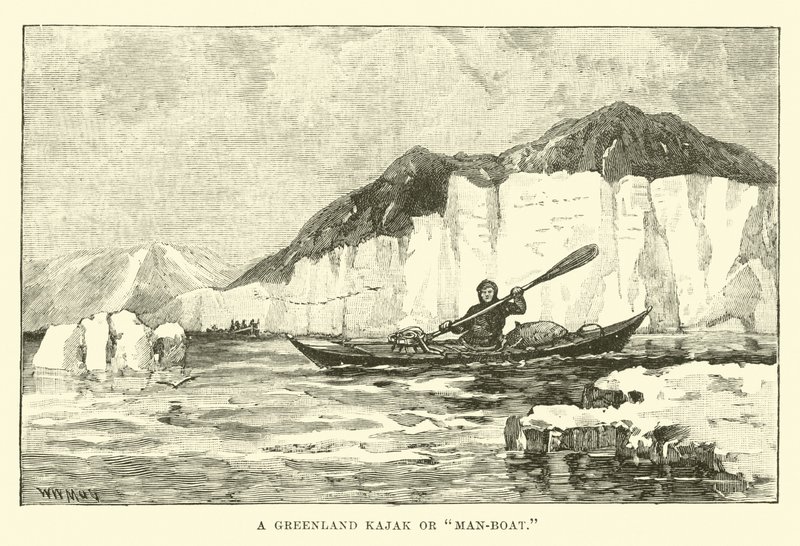 Um, kajak, ou, homem-barco, gronelândia de English School