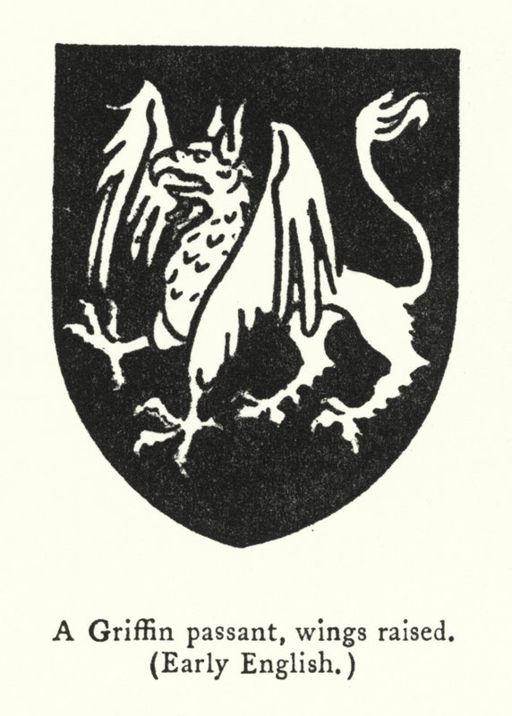 Um passante Griffin, asas levantadas, inglês precoce (gravura) de English School