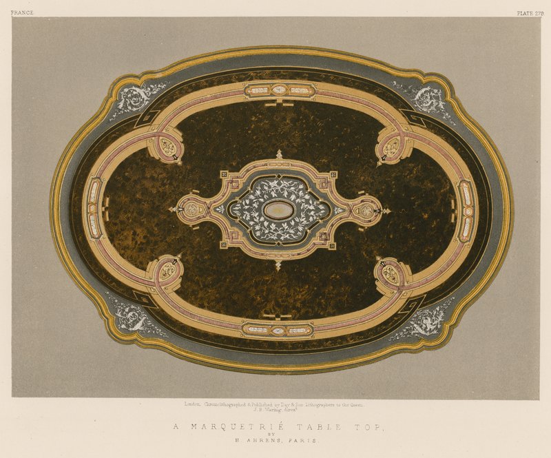 Um tampo de mesa Marquetrie por H Ahrens, Paris de English School