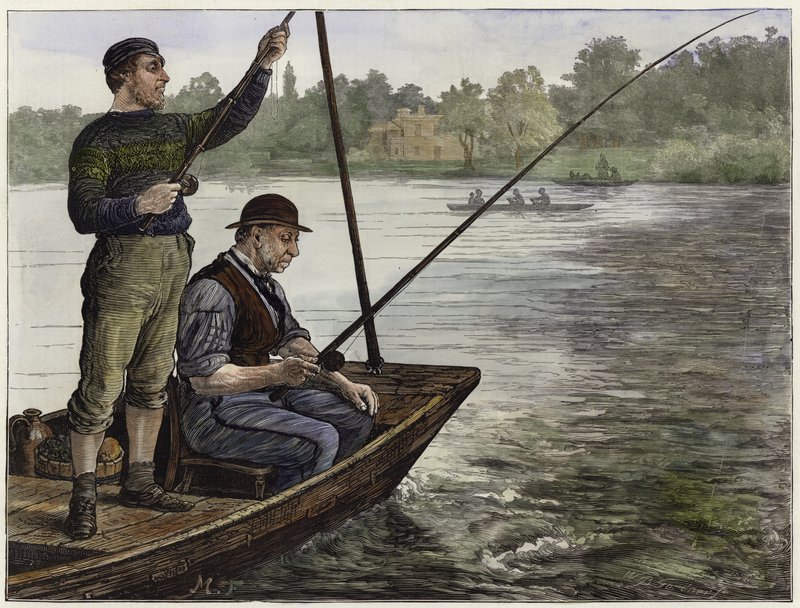 Um membro do Thames Angling Club de English School