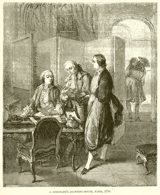 Uma Casa de Contadores de Comerciantes, Paris, 1790 de English School