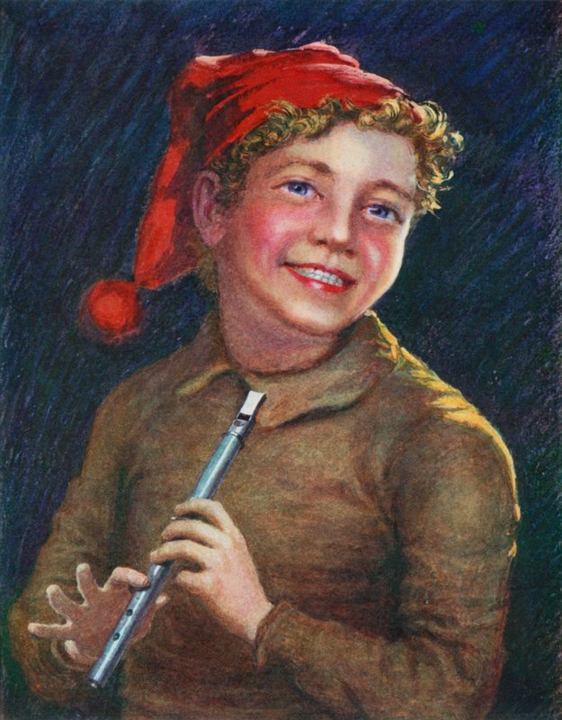A Merry Piper (cor litho) de English School