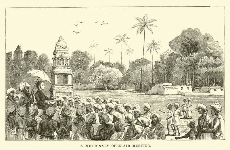Uma reunião missionária ao ar livre de English School