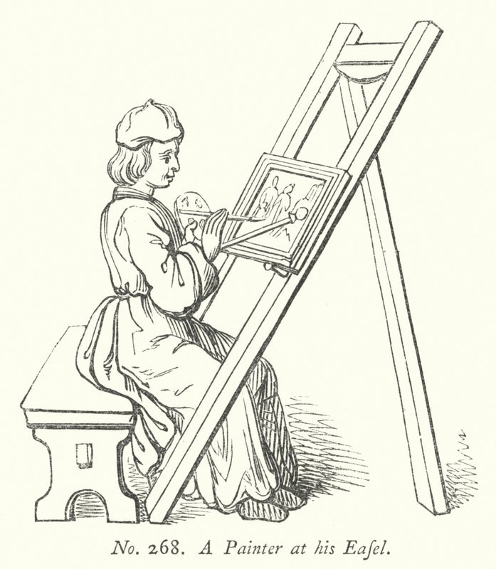 Um pintor no seu cavalete (gravura) de English School