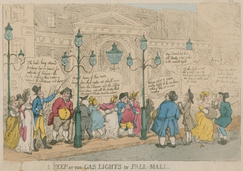 Uma espreitadela nas luzes de gás em Pall Mall, Londres de English School