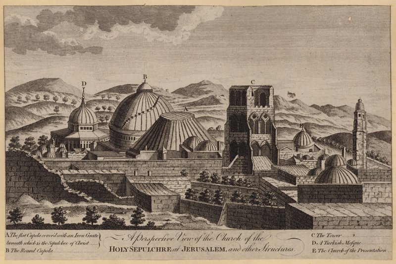 Uma Perspectiva da Igreja do Santo Sepulcro em Jerusalém, e outras Estruturas (gravura) de English School