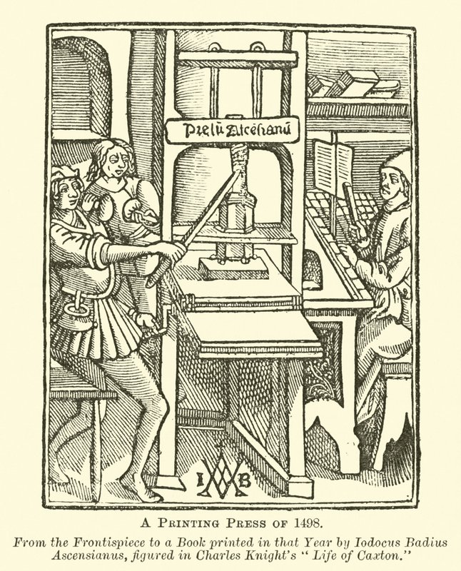 Uma prensa de impressão de 1498 de English School