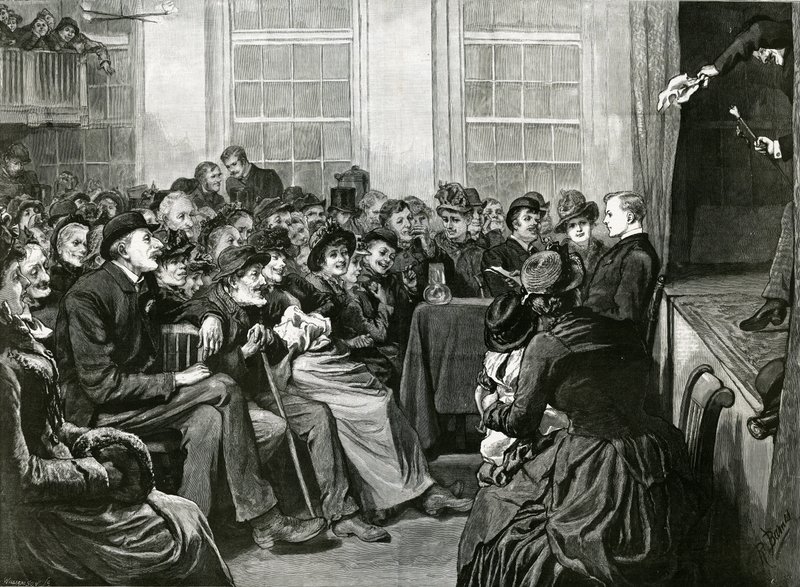 Um entretenimento de sábado à noite para os pobres, St Albans Hall, Jardins Baldwins, Holborn de English School