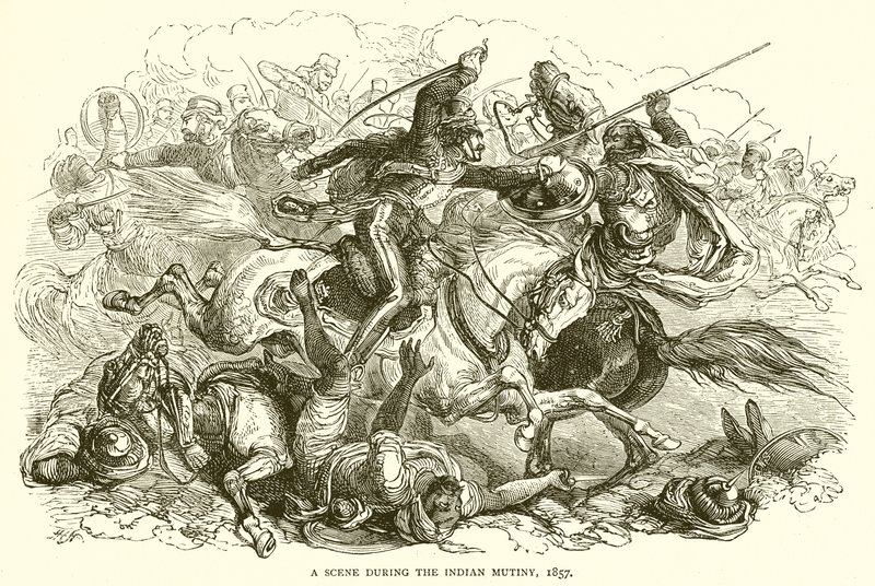 Uma cena durante o motim indiano, 1857 de English School
