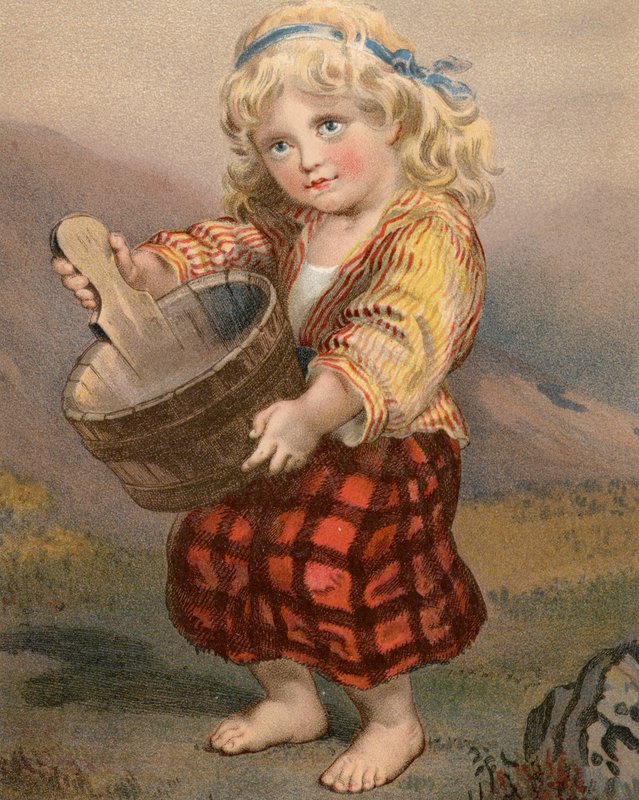 A Scotch Lassie (lito colorido) de English School