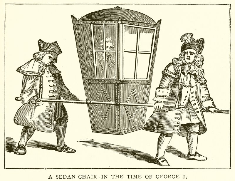 Uma cadeira de sedan no tempo de George I de English School