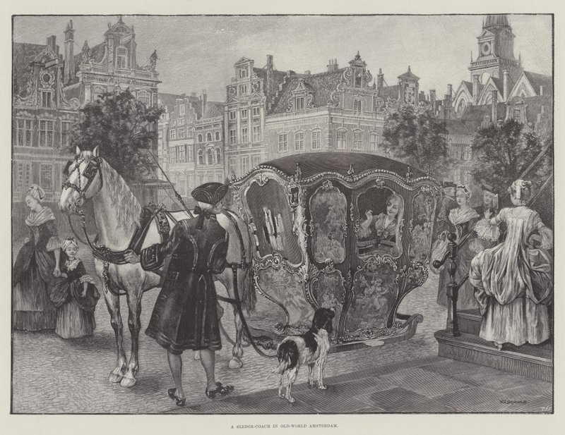 A Sledge-Coach in Old-World Amsterdam (gravura) de English School