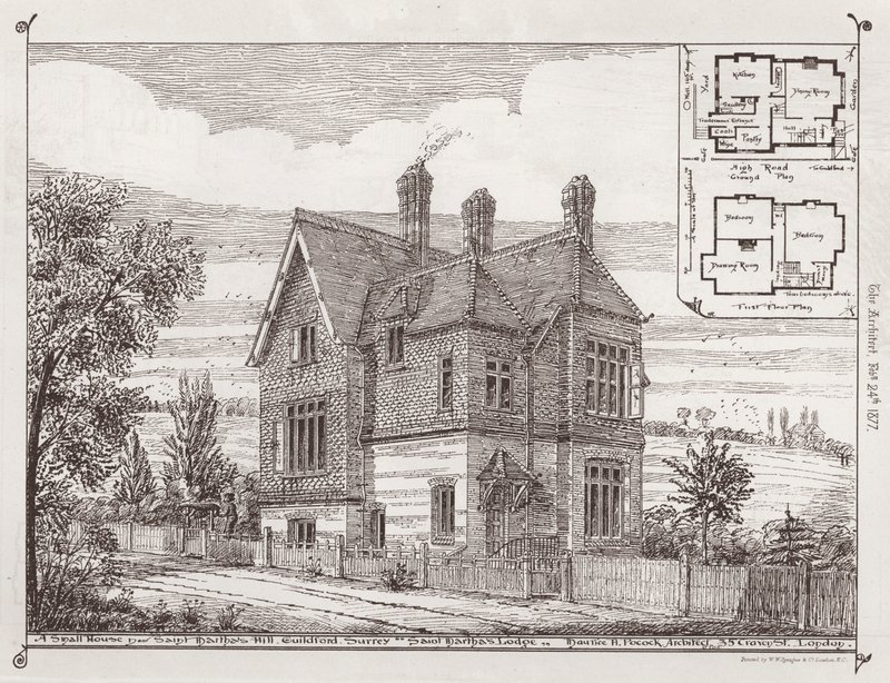 Uma pequena casa perto de Saint Martha "s Hill, Guildford, Surrey," Saint Martha "s Lodge" de English School