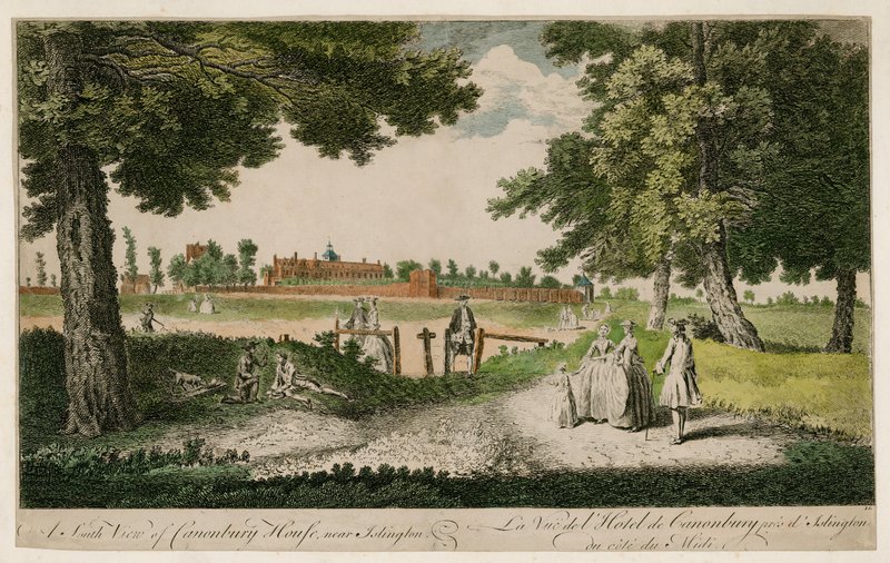 Uma vista sul da Canonbury House, perto de Islington de English School