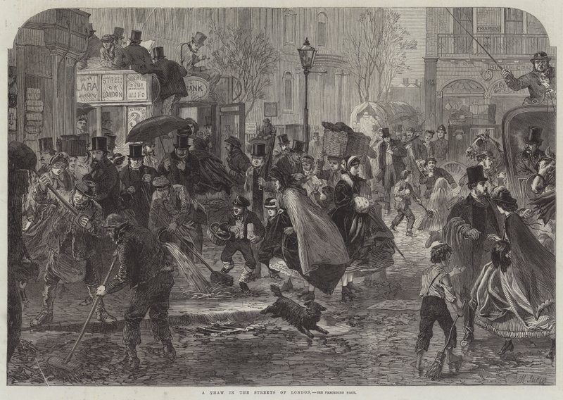 Um Degelo nas Ruas de Londres (gravura) de English School
