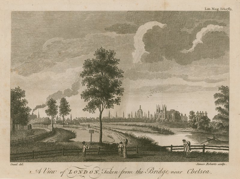 Uma visão de Londres tirada da ponte perto de Chelsea de English School