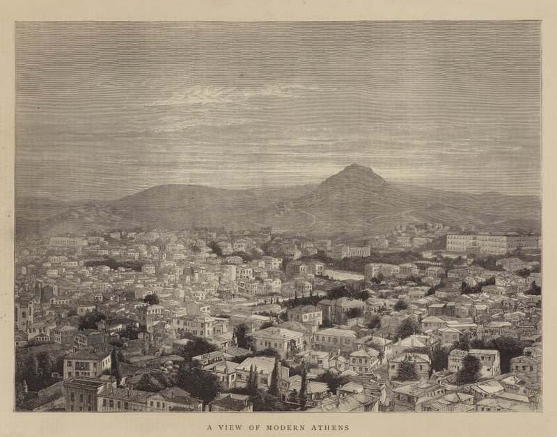Uma Vista da Atenas Moderna (gravura) de English School