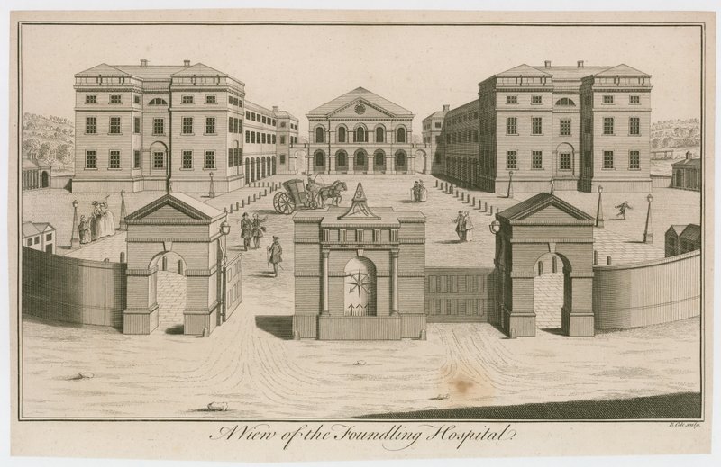 Uma vista do Hospital Foundling, em Londres de English School