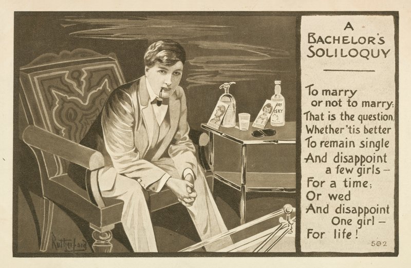 O solilóquio de um solteiro. Casar ou não casar (litografia) de English School