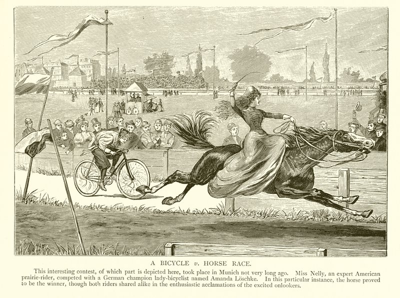 Uma bicicleta vs corrida de cavalos de English School