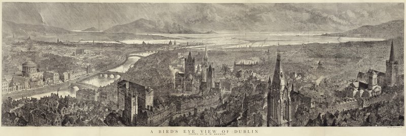 Uma vista panorâmica de Dublin de English School