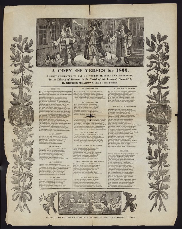 Uma cópia de versos para 1833 de English School