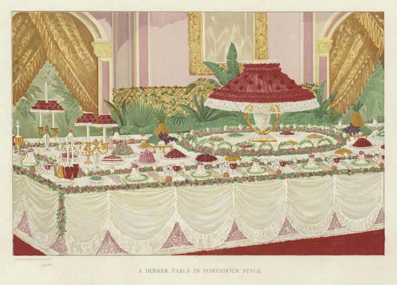Uma mesa de jantar no estilo Pompadour de English School