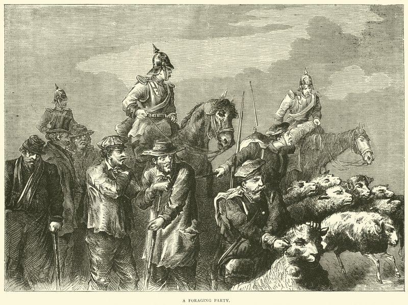 Uma festa de forrageamento, outubro de 1870 de English School