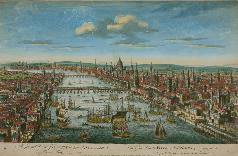 Uma visão geral da cidade de Londres, ao lado do rio Tâmisa de English School