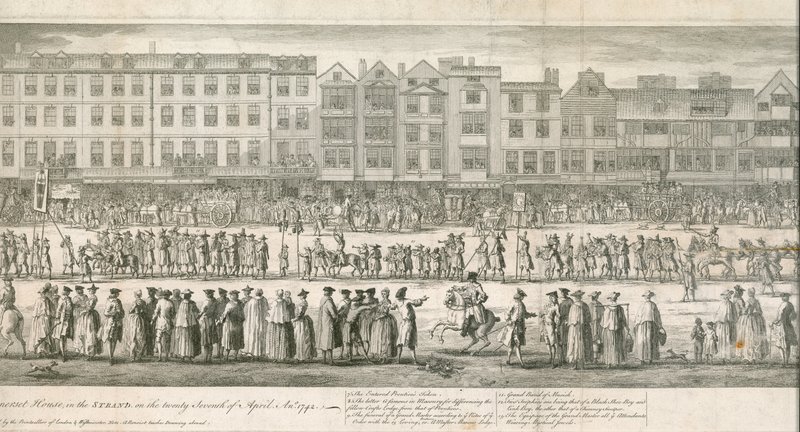 Uma visão geométrica da grande procissão da Scald Miserable Masons, Somerset House, Londres de English School