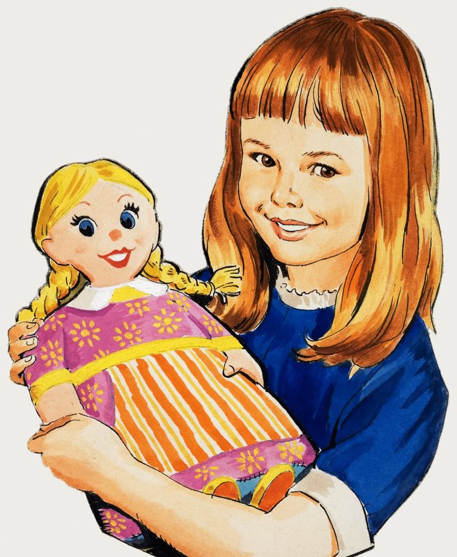 Uma menina e sua boneca de English School