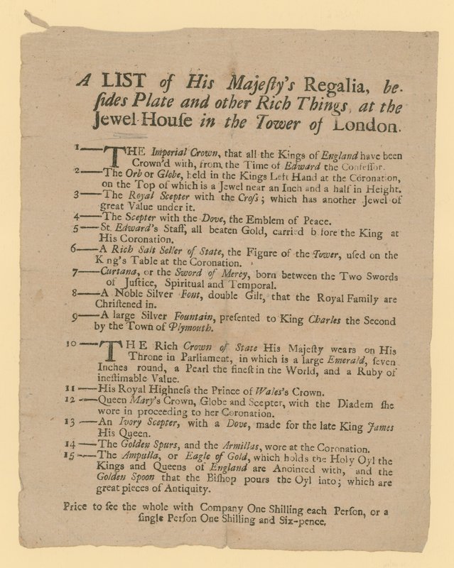 Uma lista de regalias de Sua Majestade de English School