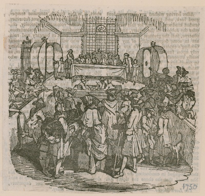 Uma loteria; datado de 1750 de English School