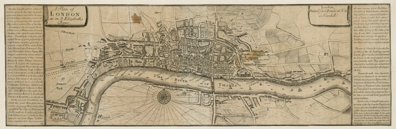 Um plano de Londres como nos dias da Rainha Elizabeth de English School