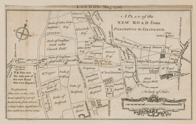 Um plano da nova estrada de Paddington para Islington de English School