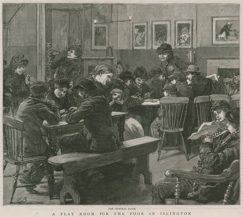 Uma sala de jogos para os pobres em Islington: The general room de English School