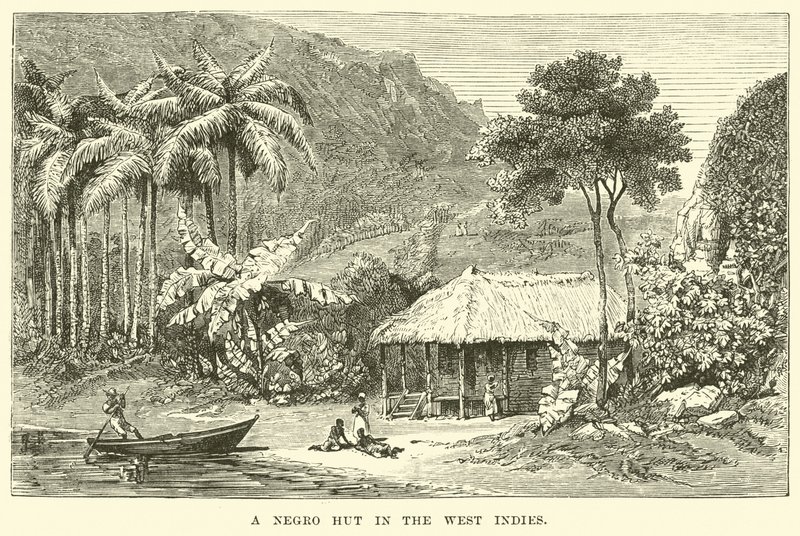 Uma cabana de escravos nas Índias Ocidentais de English School