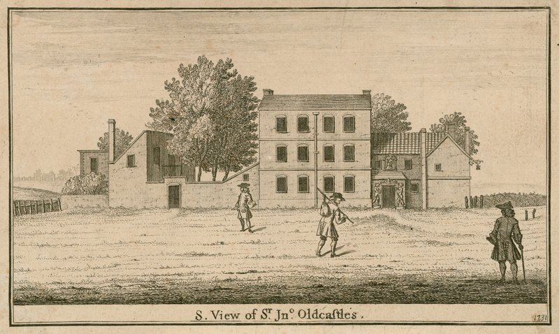 Uma vista de sir John Oldcastle Tavern e jardim, em campos de banho frio de English School