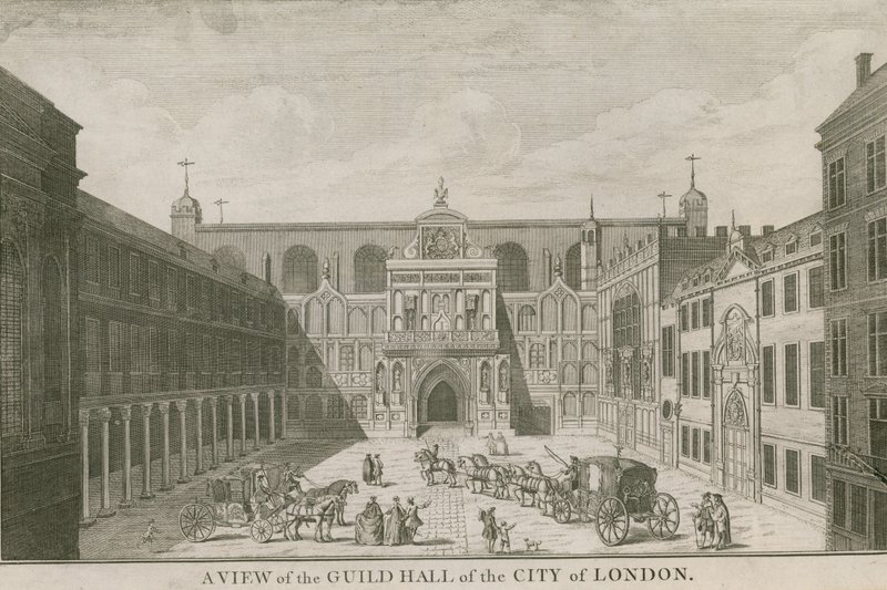 Uma visão do Guildhall da cidade de Londres de English School